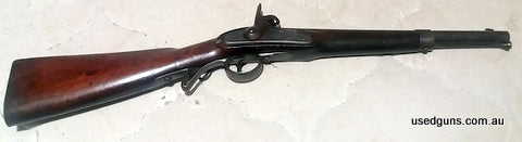 For sale a rare Austrian carbine M1851 dated 1856 in good condition converted from tubelock to percussion and bored out smooth by Liege Belgium . Lock is solid 