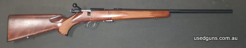 The 1717 was a limited edition rifle with model 54 match action and this one also has the medium heavy barrel. Rifle metal work and bluing is excellent, some ma
