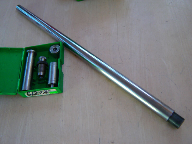 6mmx284 stainless barrel threaded for stolle action but enough meat to re-chamber