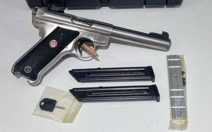 Ruger Mk III Stainless, 22LR. Boxed with 2 magazines. Price does not include dealer transfer fee - $85.00.