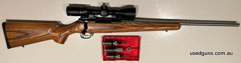 Howa rebarreled with stainless Maddco in 308W Winchester. Pillar and glass bedded in laminate stock. New Burris scope with Leupold mounts. Beautifully finished 