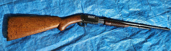 Browning .22 trombone action for sale. These rifles were designed by John Browning himself, so a bit history here. This is an earlier model pump action. It has 
