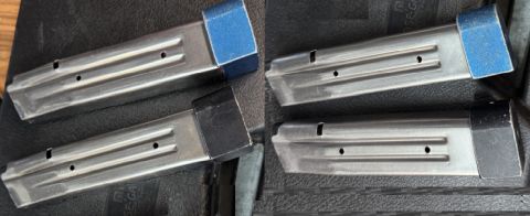 4 X international mags., these are the older STI mags very well made solid units, they are 140 mm in length restricted to 10 rnd perfect for international match