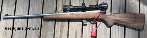 .22 Sportco Bolt Action rifle. Brushed stainless barrel/action, 10 round magazine. Please note, all postage and transfer costs are to be paid by the buyer