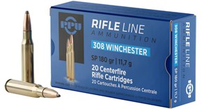 PPU
HR308B
RIFLE LINE
308WIN, 180GR, SOFT POINT
AMMUNITION

SPECIAL 
$29.90 /PER 20
$149.50 /PER 100
$285 /PER 200