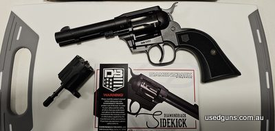 As brand new. Less than 50 rounds fired. As purchased new with all packaging etc. 22LR and 22 mag interchangeable cylinders. 9 shot 4.5 inch barrel. Double and 