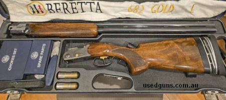 682 Gold E Double Trap 12G Beretta in very well looked after condition, has adjustable recoil pad. Comes in Beretta case and socks with chokes.