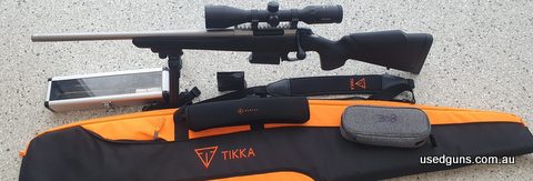 This Tikka left-handed .308 in in as new condition. It is from a deceased estate. It has only fires 40 rounds. It is fitted with a high-quality Kahles Helia sco
