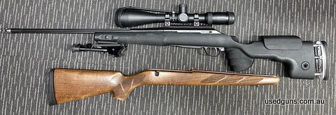 Comes with: Group Solution muzzle brake GRS Stock (inclusive of original wooden stock) Timney Two stage trigger (inclusive of original Trigger) Nightforce SHV S