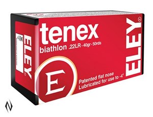 ELEY
ELTB
TENEX BIATHLON 
22LR, 40GR, 1085 FPS 
AMMUNITION 

$44.90 /PER 50
$404.10 /PER 500
$3749 /PER 5000