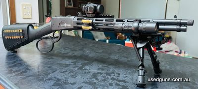 As new and unfired Rossi Citadel 44 Mag Inclusions: Vortex Crossfire red dot, RMK leather stock cuff, surefire G2 Tactical light, Midwest Ind twin round holder,