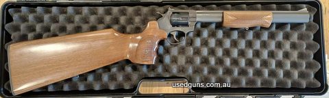As new Alfa Proj carbine 12 inch revolver rifle. Chambered in 357 Magnum and 38 Special. Has not even had a packet of ammo used in it and presents as new. Is cu