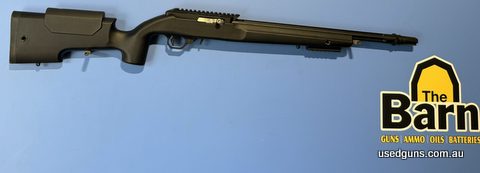 Tactical solutions X-Ring 22LR. Fitted with a Victor Company titan 22 precision rimfire stock. Comes with a 10 round magazine capacity. Category C semi-auto rim