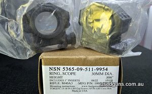 Brand new badger ordnance 30mm M40A3 rings with 1 inch inserts. 886inch high Brand new in packet can post Aus wide