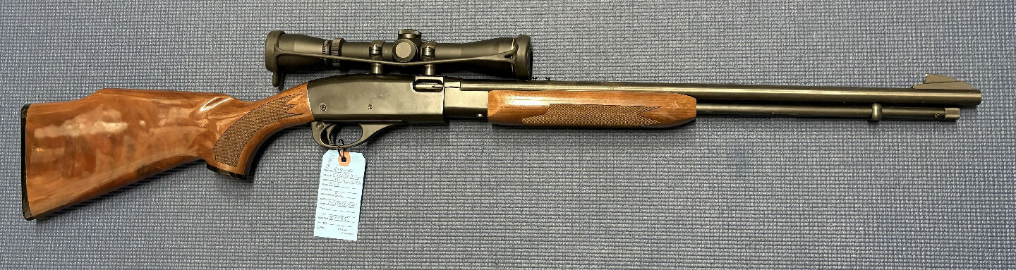 Safari Firearms Sale! Remington 572 22LR pump repeater in very good to excellent condition. Mounted is a Leupold VX-1 2-7x33 scope. Excellent clarity.