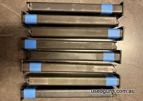 8 x 33 round OMC magazines that have been modified to suit the Uzi series or guns that use the Uzi magazine. Ensure that you have the appropriate licence for th