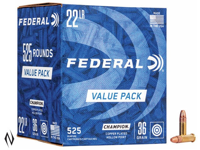 FEDERAL 22LR 36GR HP HV CHAMPION 1260FPS (525PK)