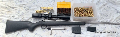 26" Stainless TSE barrel with 1 in 9 twist (Will stabilise 79 grn projectiles) Round count 580. No sign or wear on the bolt or barrel. Tikka rifle and 2 magazin