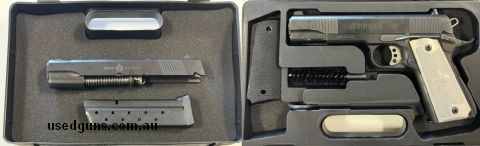 Norinco 45 ACP Ranger with complete NP28 9mm slide, most internals replaced with WilsonCombat parts, part numbers 417, 31TBP, 34S, 455B, 573, 7B, comp match tri