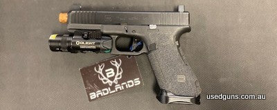 Newly arrived, upgraded G17 Gen 5 in amazing condition. ZEV Match-grade barrel, Suppressor sights, Apex trigger, Grip tape handle, ZEV flared mag well, 3 NSW co