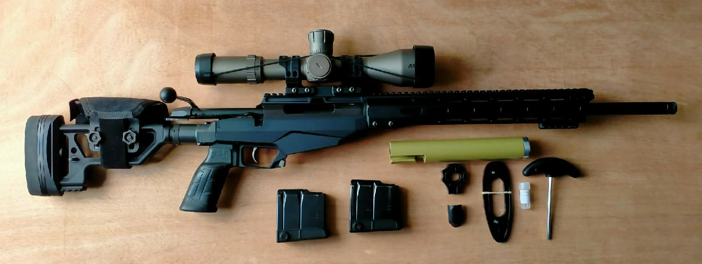 Tikka T3X Tac A1 folding stock has only been a range gun and safe queen. The gun is fitted with MDT grip, 20MOA rail, upgraded sterk bolt knob and rear housing,