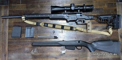 Pic Rail and Scope Rings Included. MDT ESS chassis, 2 10 x round magazines, grove tech QD sling, original Tikka varmint stock.  Left Hand. Only shot 300 rounds,