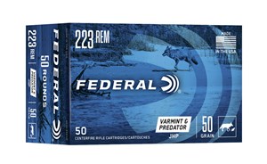 FEDERAL
FAE22350VP
AE VARMINT
223REM, 50GR, HOLLOW POINT
AMMUNITION

SPECIAL
$59.90 /PER 50
$299 /PER 250
