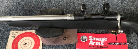 Savage Mod 12 22-250 left handed heavy varmint stainless steel fluted barrel, very accurate rifle