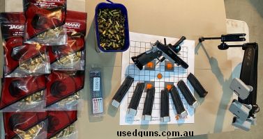 Asi 2011 in good condition, only shot around 3000 rounds. 7 120mm mags, 1000 used s-comp brass, 700 new jagemann s-comp, DAA holster, 4 xDaa mag pouches, one ma