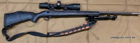 Rifle has had little work. Would be in excellent condition except for to marks under pistol grip Comes with 75 Weatherby cases and reloading dies