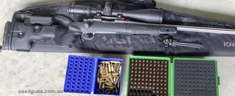 Remington, 700 22- 250 Sendero , GRS bifrost stock with arca and pic rails attached, scope is Nightforce NXS 8-32x56 SFP , with MOAR reticle . Nightforce extrem