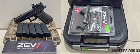 Glock 34 venom vortex 3moa. 5 OEM mags ZEV Barrel ZEV Trigger group ZEV Striker trjicon Supresser sights. Custom EVA foam cut out box. Comes with all OEM parts 