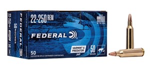 FEDERAL
FAE22250VP
AE VARMINT 
22-250, 50GR, JHP
AMMUNITION

SPECIAL 
$149 /PER 50