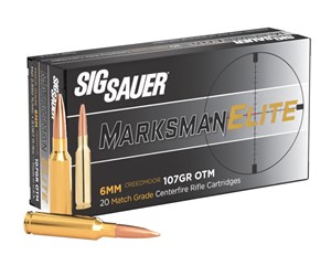 SIG SAUER
E6MMCM2-20
MARKSMAN ELITE
6MM CREEDMOOR, 107GR, OPEN TIP
MATCH
AMMUNITION

$79.90 /PER 20
$359.55 /PER 100