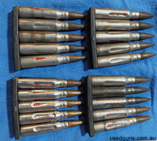 Military Collectible - INERT , fired primers, no propellant powder. 20 rounds of DRILL 7.62mm FMJ . In 5 round stripper clips . Perfect for that display machine