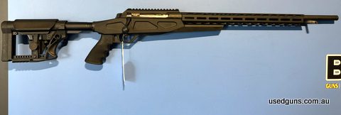 Lithgow LA102 Aussie Precision Chassis 223. Is in excellent condition. 23 inch barrel, black finish, factory 4 round magazine, built in pic rail. Adjustable sto