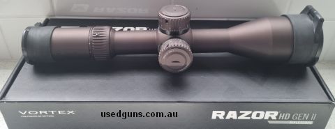 As new Vortex Gen II Razor 4.5-27x56 with Tremor 3 reticle, Milrad adjustments. No marks and in perfect working order.