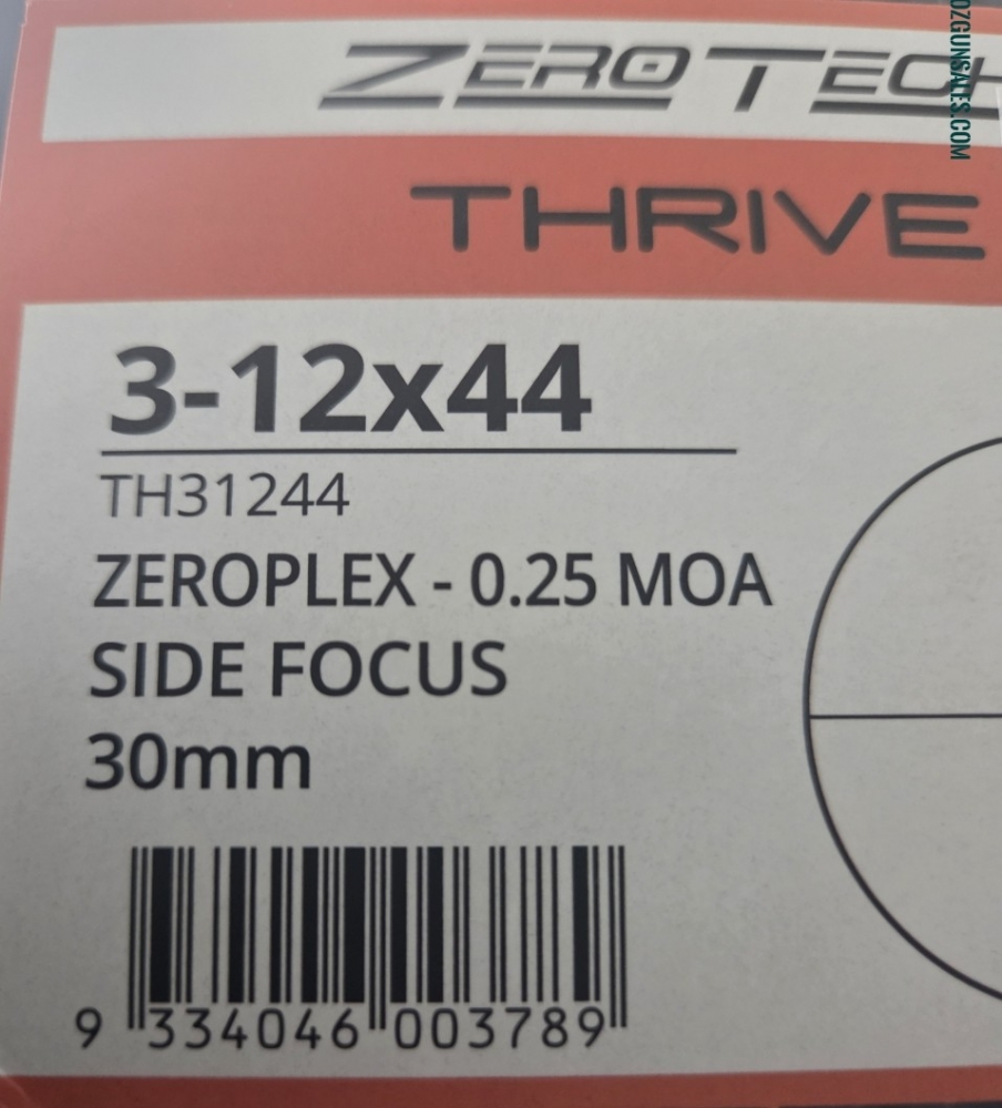 ZEROTECH THRIVE 3-12X44 Zeroplex - 0.25 MOA Side F