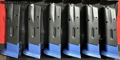 6 x CZ shadow 9mm magazines, have been cerakoted to eliminate corrosion and come with aluminium mag bases, can be stripped and cleaned