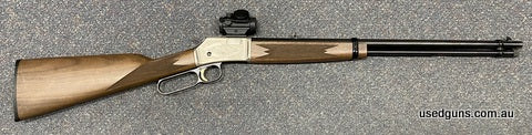 Excellent condition Browning BL22 in 22LR. Has Bushnell TRS-25 red dot mounted. Has some floral engraving on the action. Cycles well. Woodwork excellent. Great 