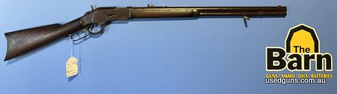Winchester 1873 44-40 in good condition. Full magazine tube, 24 inch barrel, open sights, made in 1891. In good original condition, although bore is pitted.