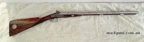 R Ancell 12g black powder side by side shotgun, not sure of model or actual year but an inscription of the stock says Sept 1852.  in good condition for age, no 
