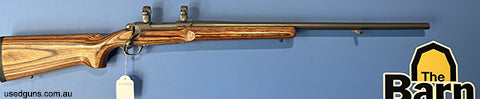 Ruger M77 Target varmint 22-250. Laminated nutmeg stock, is in very good condition. 26" varmint barrel. Bore is 8/10.
