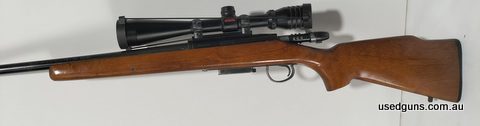 Gun presents in good condition for age stock has one blemish. Barrel has been shortened and crowned. This rifle is still very accurate as they are known to be. 