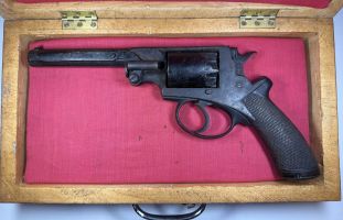 Antique Beaumont-Adams Double Action Percussion Revolver with Kerr Rammer and Chequered Grips