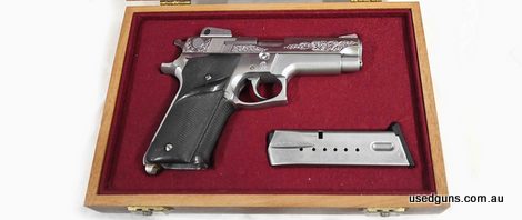 Smith & Wesson mod 659 in 9mm, very collectable in gift presentation case won at Sri Lanka Police Games. Heavily engraved. Part of a security company deceased e