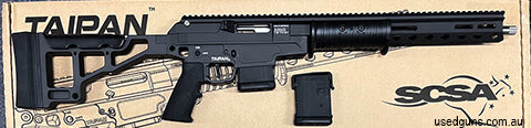 Limited numbers back in stock for immediate delivery. The new Taipan X 223 limited edition in Black Cerakote. It combines a spring assisted pump action with a s
