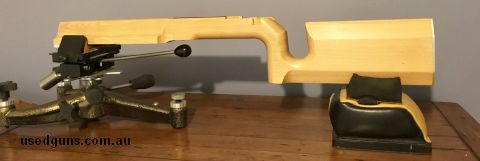 ‚Äö√Ñ√∫U7‚Äö√Ñ√π type benchrest stock for Anschutz 54, this one made from laminated Beech and oil finished. Devcon bedded to a 1411, aluminum pillars and butt p