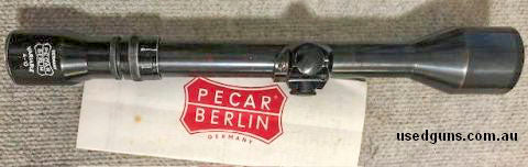 Pecar Berlin 4-10x45 scope fully serviced ready for use. Brilliant German optics. Has steel tube with Plex reticle. This older model would suit military rifles 