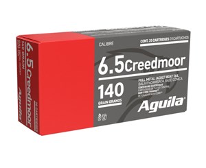 AGUILA
A1E650110
6.5 CREEDMOOR, 140GR, FMJ 
BOAT TAIL
AMMUNITION

SPECIAL
$39.90 /PER 20
$199.50 /PER 100
$399 /PER 200